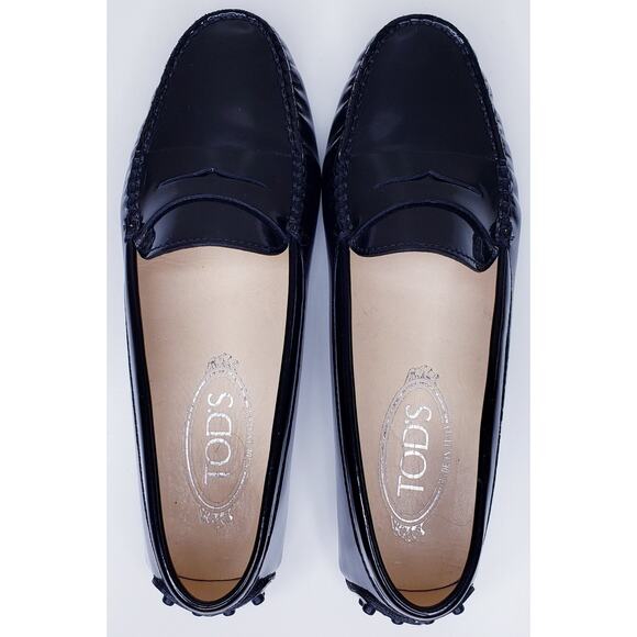TOD'S Gommino Black Patent Leather Driving Shoes Penny Loafers Women's 36/US6 - Picture 4 of 16